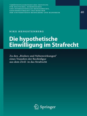 cover image of Die hypothetische Einwilligung im Strafrecht